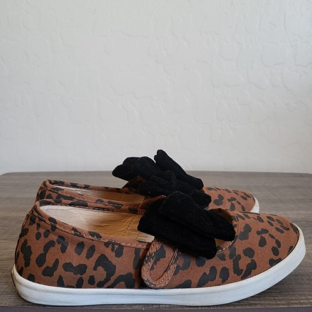 Janie and Jack Cheetah Print Bow Slip-On Sneaker Shoes Brown/Black Size Kid's 3